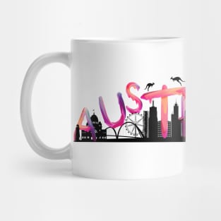 Australia Landmarks Watercolor letter Art - Pink lettering Mug